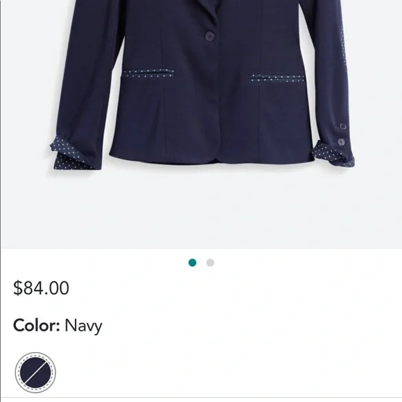 Medium below waist soft navy dress jacket. Good for office, dinner, or fall day. - Picture 2 of 6